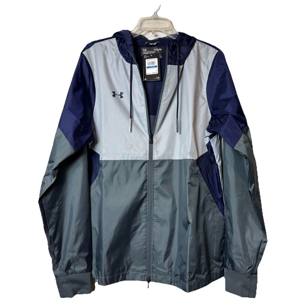 Under Armour Women’s Team Legacy Jacket navy blue grey color block design XL NWT